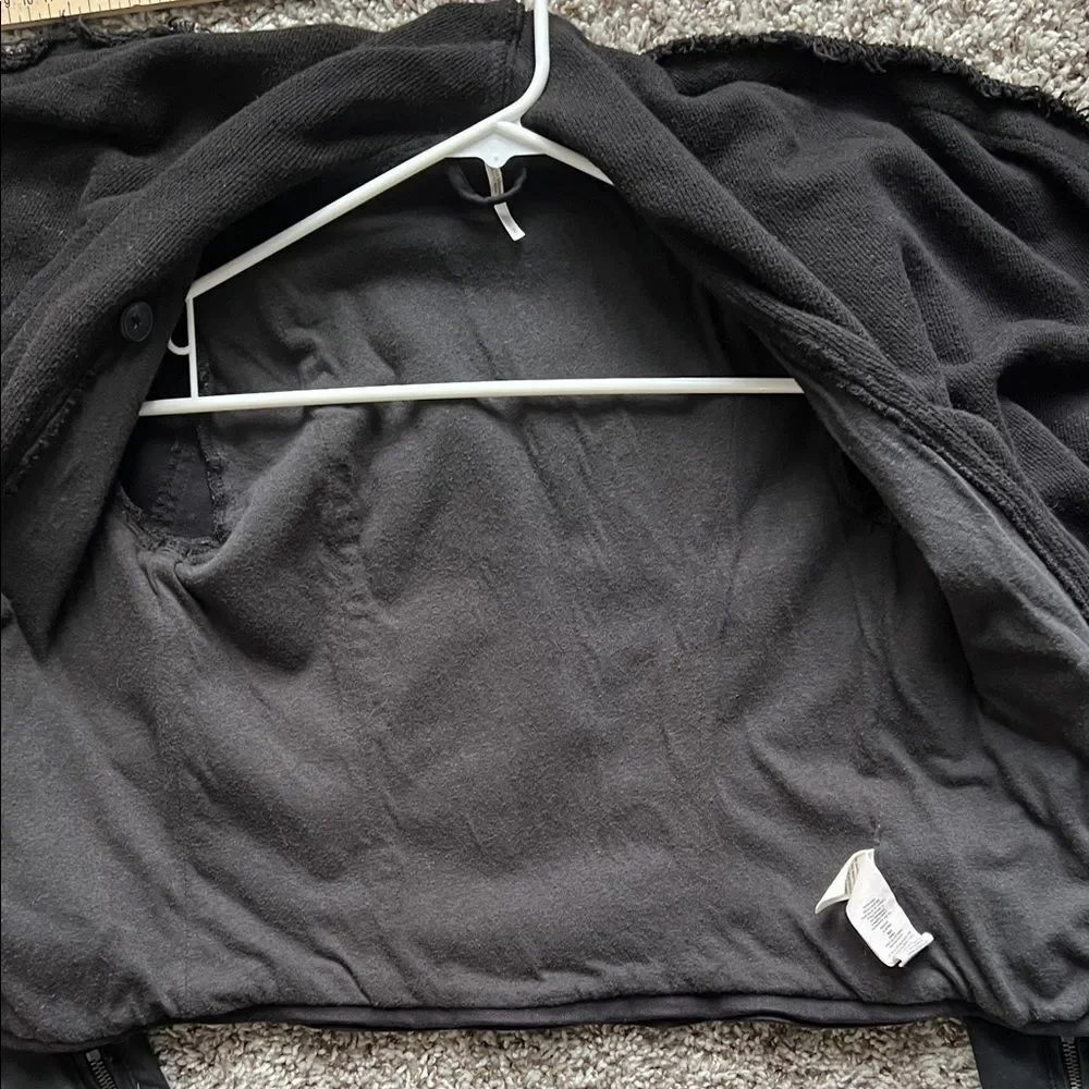 NWOT Free People Front Draped Coated Denim Moto Jacket Black size 2 - Picture 8 of 14